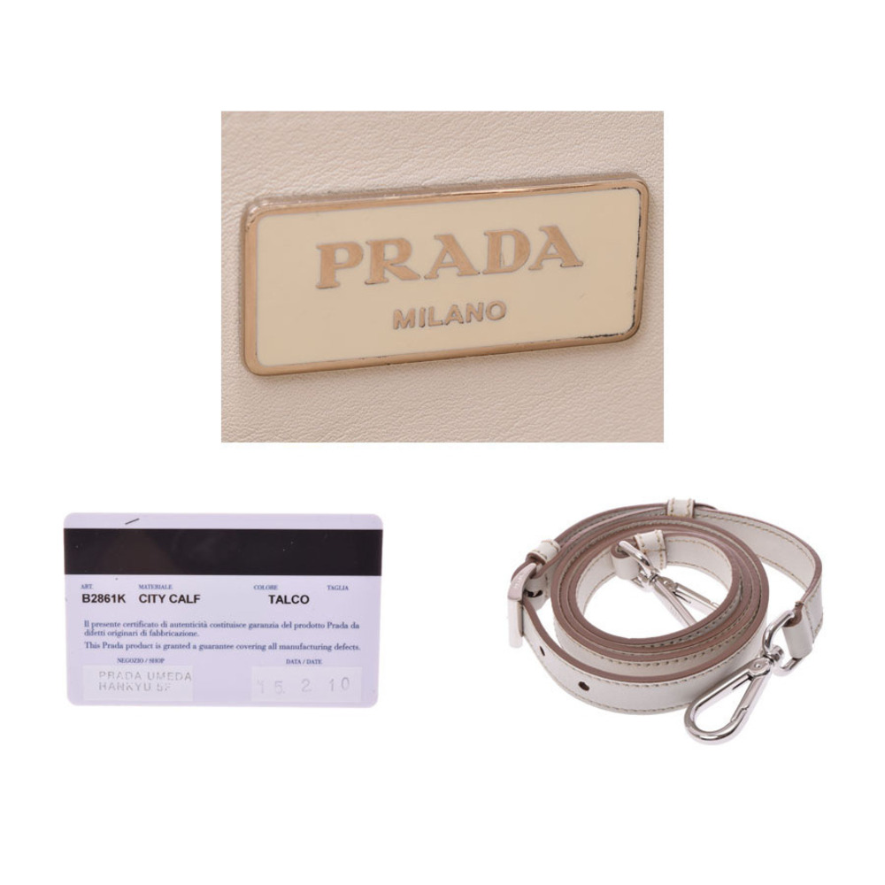 Prada Handbag White Card Calfskin Strap - Picture 9 of 11